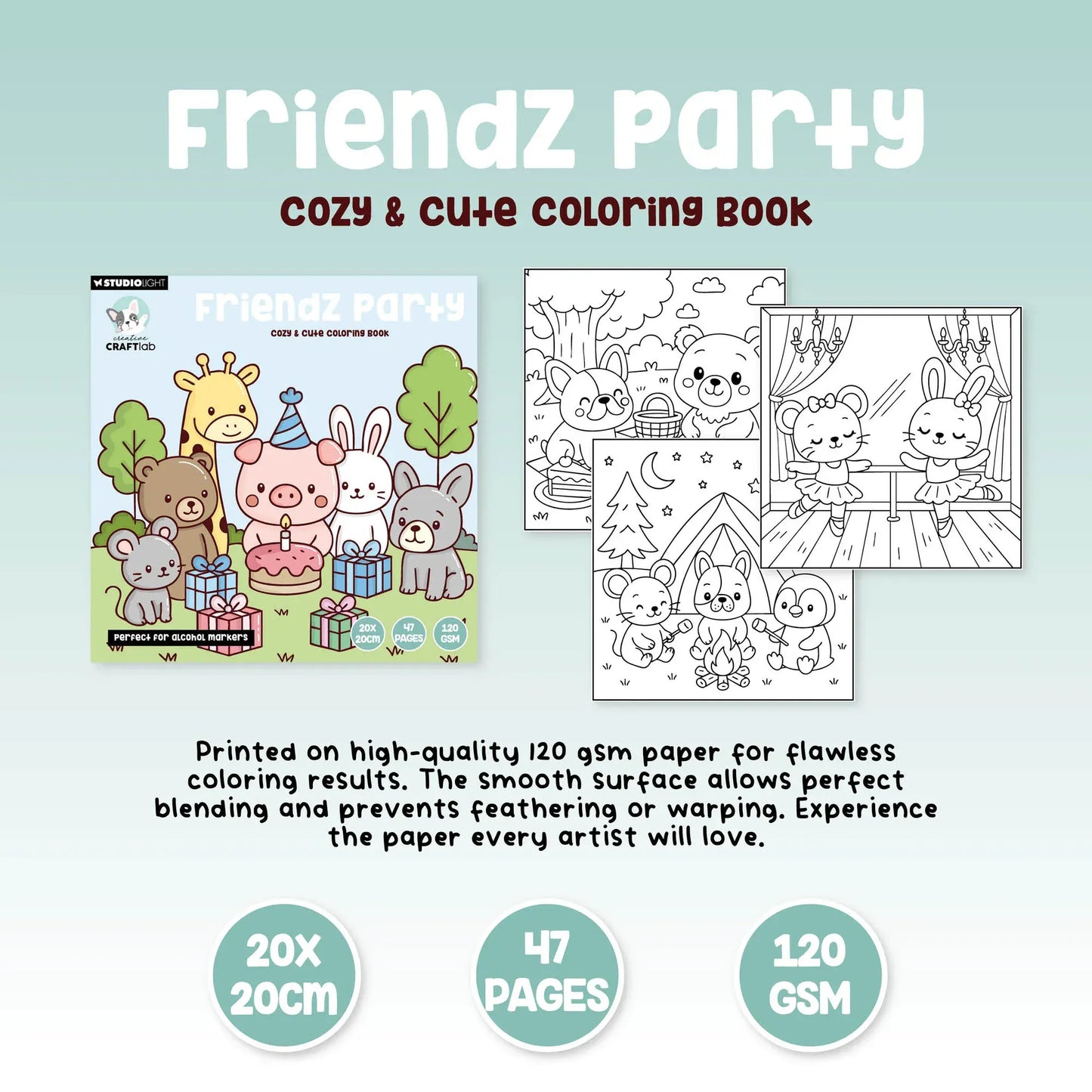 Studio Light Boeken Kleurboek Cozy & Cute Friendz party