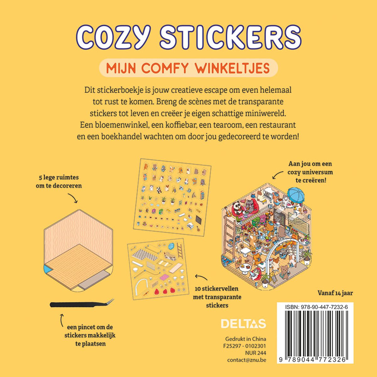 Stickerboek: Cozy Stickers - Mijn comfy winkeltjes