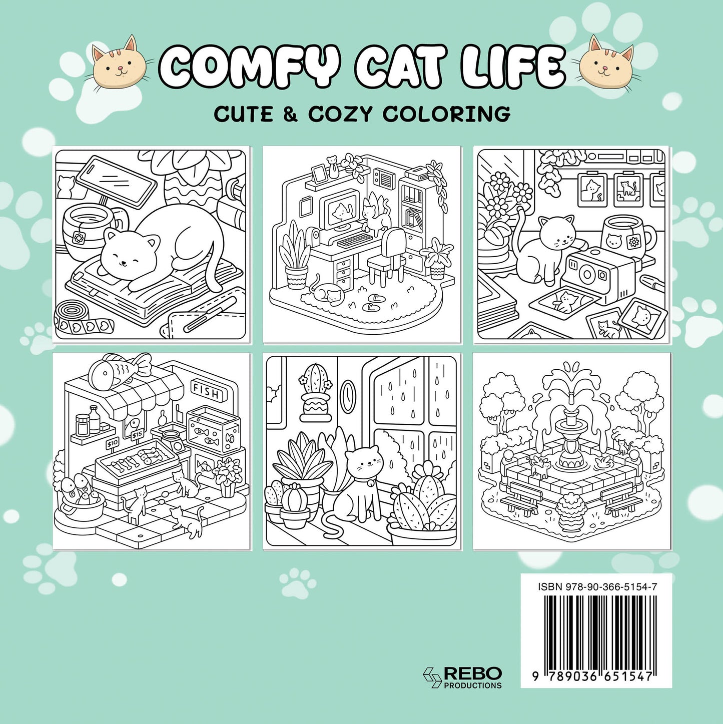 Kleurboek: Comfy cat life - Cute & cozy coloring