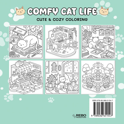 Kleurboek: Comfy cat life - Cute & cozy coloring