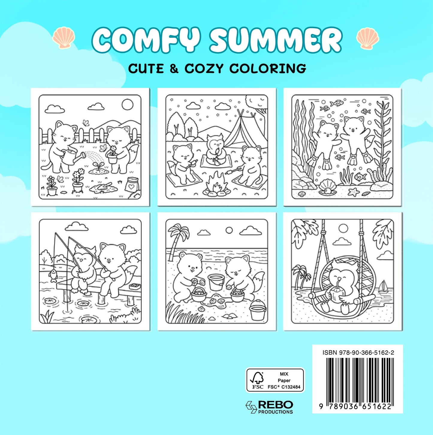 Kleurboek: Comfy summer - Cute & cozy coloring