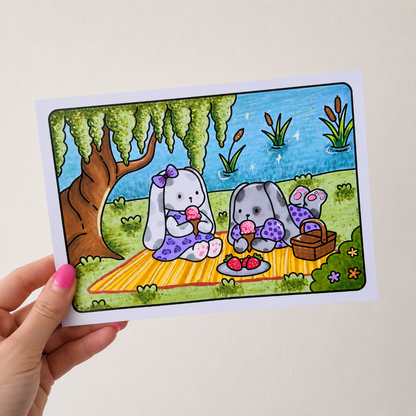 Wenskaarten met envelop - Konijnenvriendinnetjes