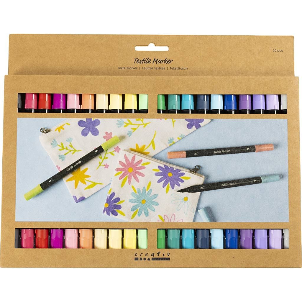 Creativ Company Schrijfwaren Textielstiften pastelkleuren (20 stuks)