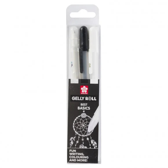 Sakura - Gelly roll gelpen Zwart, Wit & Transparant (3 stuks)