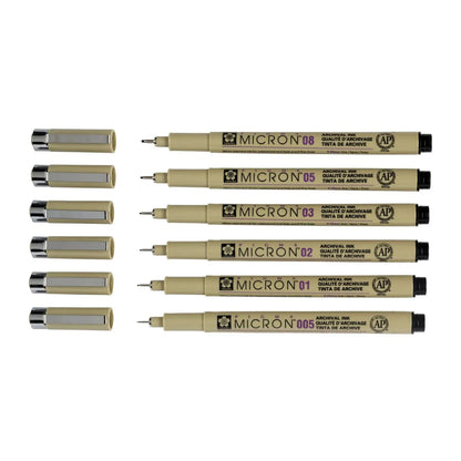 Sakura Schrijfwaren Sakura - Pigma Micron Fineliner Promotie Set 4+2 gratis