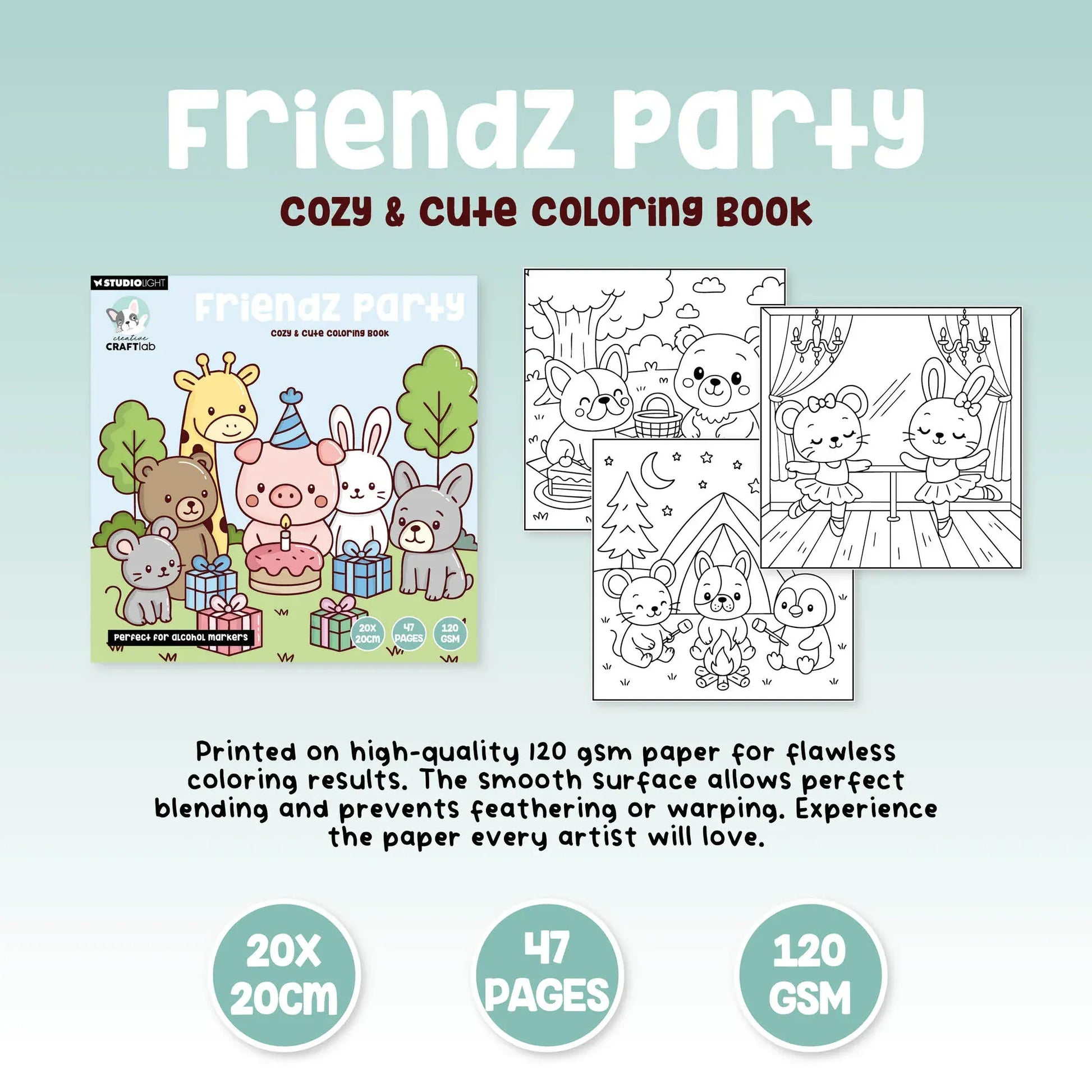 Studio Light Boeken Kleurboek Cozy & Cute Friendz party